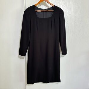 Vintage Liz Claiborne Black Long Sleeve Sheath Midi Dress Size 8